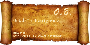 Orbán Benignusz névjegykártya